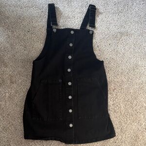 SO Black Button-Front Pinafore Dress